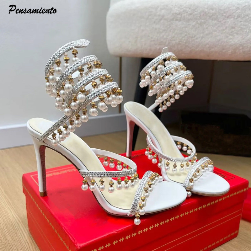 Luxury Lifestyle Shoes - Luxuriöse Gladiatorensandalen für Damen mit Strass,